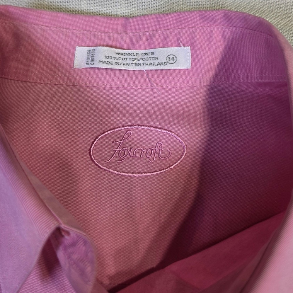 Foxcroft Pink Wrinkle Free 100% Cotton Button Down Shirt Womens 14 Long Sleeve - Picture 3 of 8